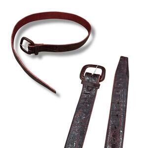 Vintage Burgundy Alligator Skin Leather Belt